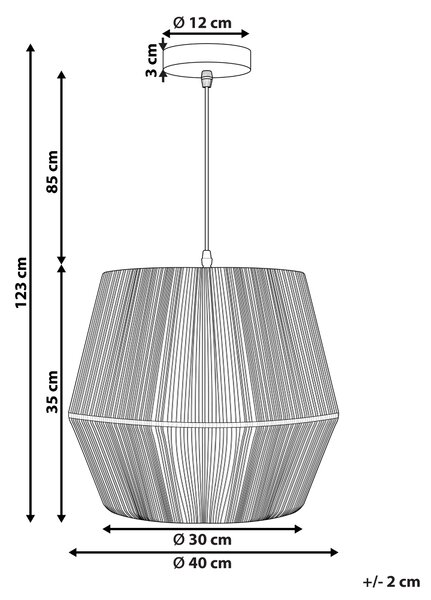 Závěsná lampa GWERU Papírové lano Černá