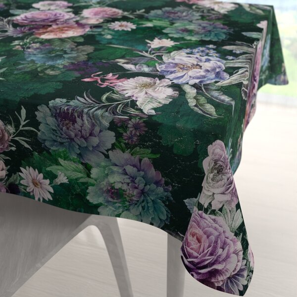 Biante Dekorační čtvercový ubrus Parma PM-114 Fialové květy na tmavě zeleném 40x40 cm