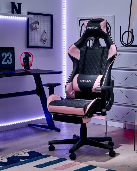 Herní křeslo VICTORY Umělá kůže Růžová
