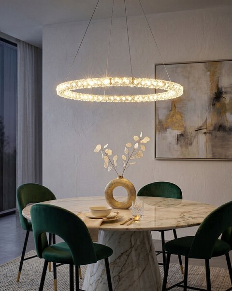 LED závěsná lampa MAGAT Křišťál Stříbrná