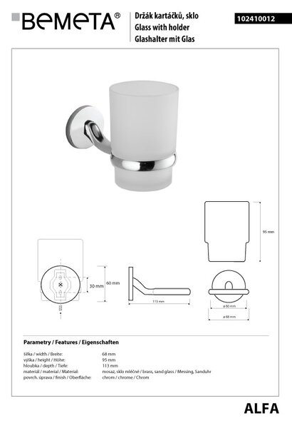 Bemeta Design ALFA: Držák kartáčků, sklo - 102410012