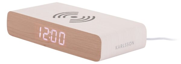 Digitální budík s bezdrátovou nabíječkou Retro Flat LED – Karlsson