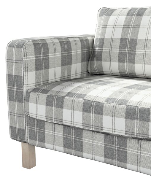 Potah na křeslo IKEA Karlstad, krátký barva šedá látka pletený vzor, vzorované