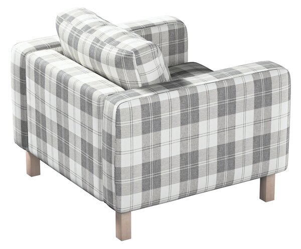 Potah na křeslo IKEA Karlstad, krátký barva šedá látka pletený vzor, vzorované