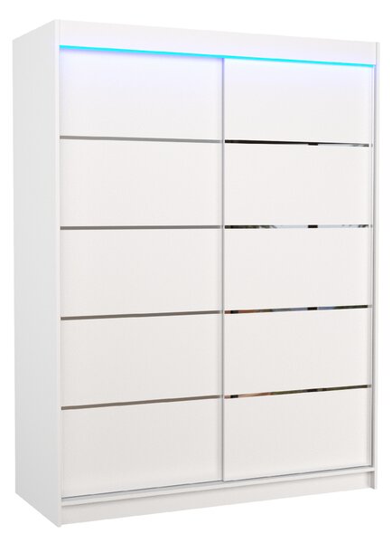 ADRK Šatní skříň posuvná s LED osvětlením LUFT W 150 L, bílá