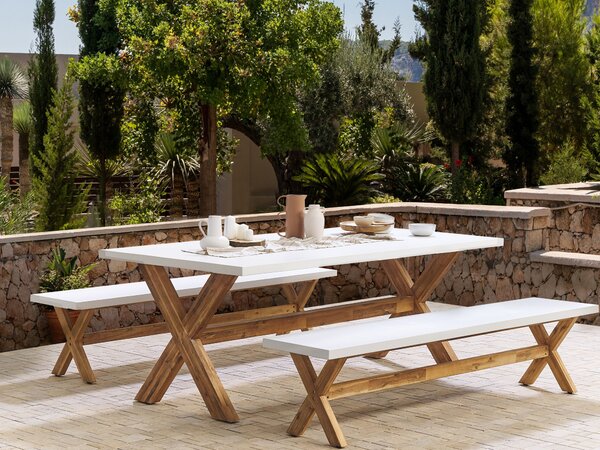 Zahradní lavice OLBIA 200 cm Beton Bílá