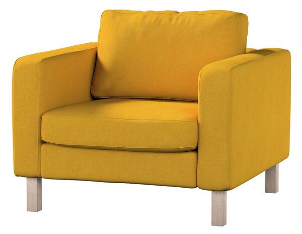 Potah na křeslo IKEA Karlstad, krátký barva žlutá látka pletený vzor
