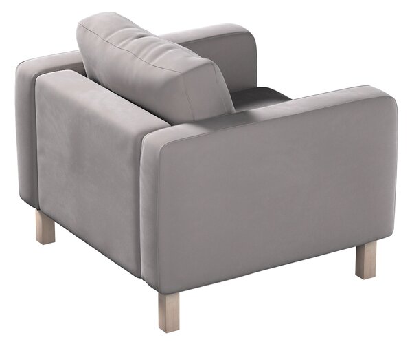 Potah na křeslo IKEA Karlstad, krátký barva šedá látka lesklé, sametová