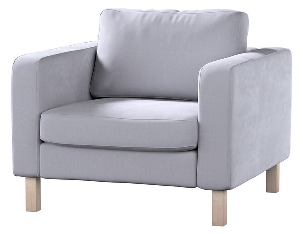 Potah na křeslo IKEA Karlstad, krátký barva šedá látka lesklé, sametová