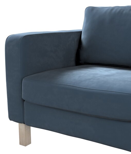 Potah na křeslo IKEA Karlstad, krátký barva modrá látka lesklé, sametová