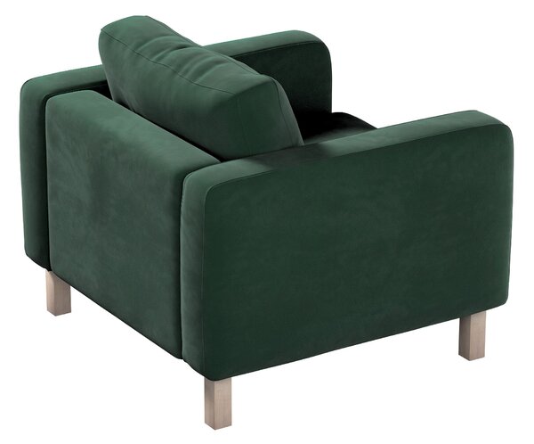 Potah na křeslo IKEA Karlstad, krátký barva zelená látka lesklé, sametová