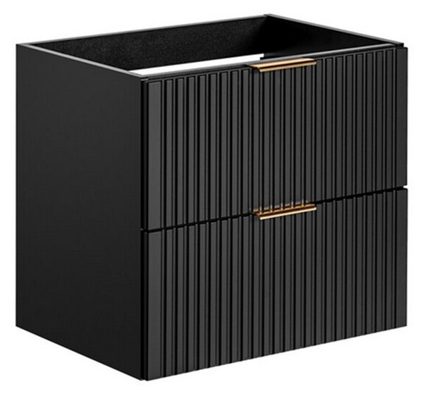 Sestava 2 koupelnových skříněk ADEL BLACK 140cm s deskou a černým regálem