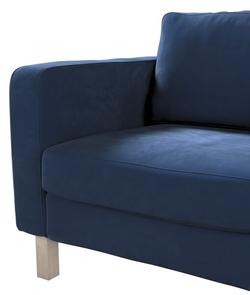 Potah na křeslo IKEA Karlstad, krátký barva tmavě modrá látka lesklé, sametová