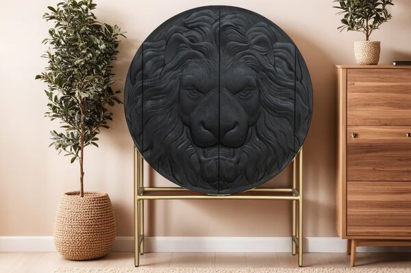 Vysoká komoda LION 140 CM černá masiv mango Nábytek | Úložné prostory | Komody | Všechny komody