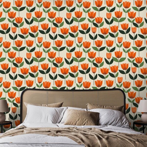 Fototapeta - Vzor s tulipány (245x170 cm)