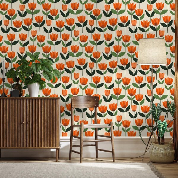 Fototapeta - Vzor s tulipány (245x170 cm)