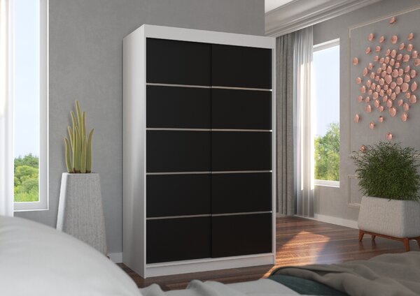 ADRK Šatní skříň posuvná BENISSO W-B 120, černá/bílá