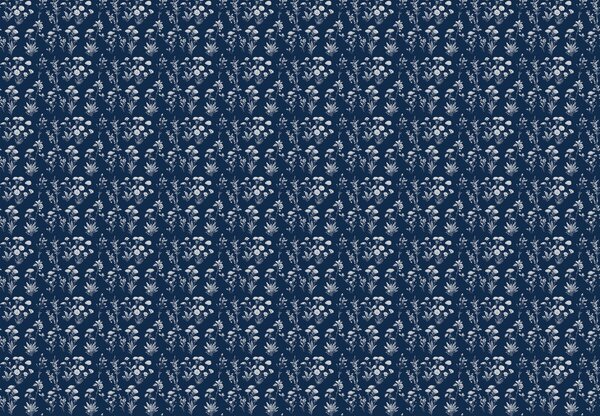Fototapeta - Květinový vzor na modrém pozadí (245x170 cm)