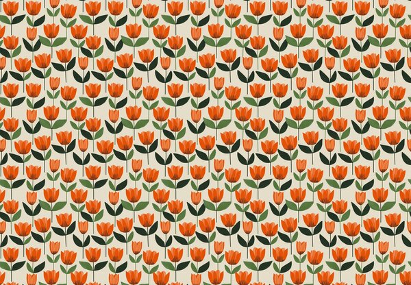 Fototapeta - Vzor s tulipány (245x170 cm)