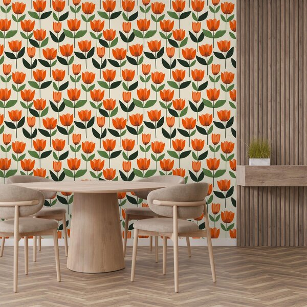 Fototapeta - Vzor s tulipány (245x170 cm)