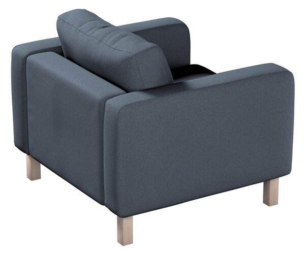 Potah na křeslo IKEA Karlstad, krátký barva modrá látka pletený vzor