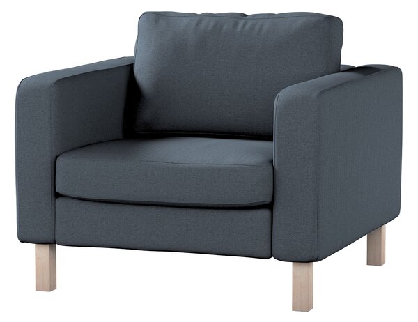 Potah na křeslo IKEA Karlstad, krátký barva modrá látka pletený vzor