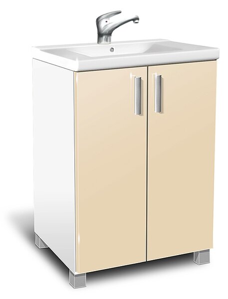 Koupelnová skříňka s umyvadlem K22 barva skříňky: bílá 113, barva dvířek: jasmín lesk