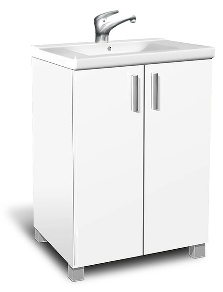Koupelnová skříňka s umyvadlem K22 barva skříňky: bílá 113, barva dvířek: bílá lamino