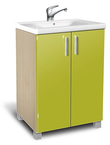 Koupelnová skříňka s umyvadlem K22 barva skříňky: akát, barva dvířek: lemon lesk
