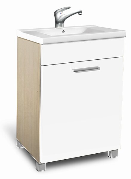 Koupelnová skříňka s umyvadlem K27 barva skříňky: akát, barva dvířek: bílá lamino