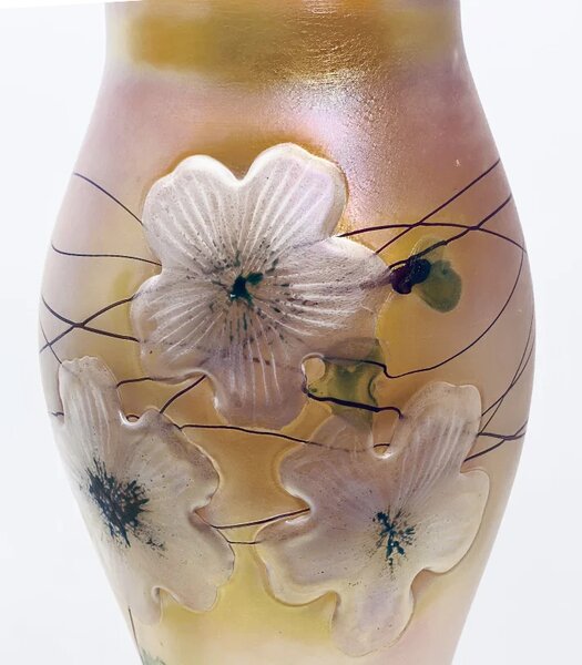 Sklárna Častolovice - Váza s květinami secesní párová 38cm Art Nouveau 1 kus