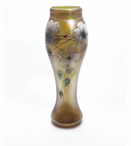 Sklárna Častolovice - Váza s květinami secesní párová 38cm Art Nouveau 1 kus