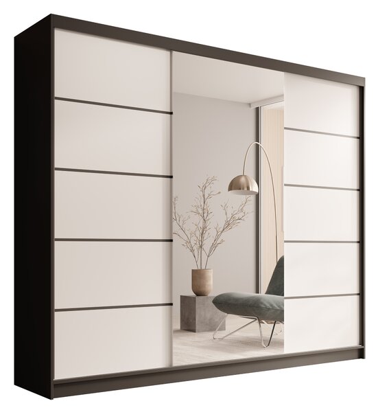 ADRK Šatní zrcadlová skříň posuvná ETNA BW 250, bílá/černá