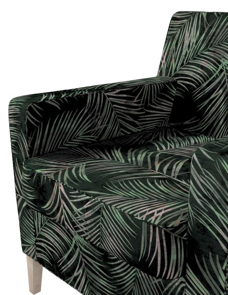 Potah na křeslo IKEA Karlstad barva zelená látka sametová, vzorované