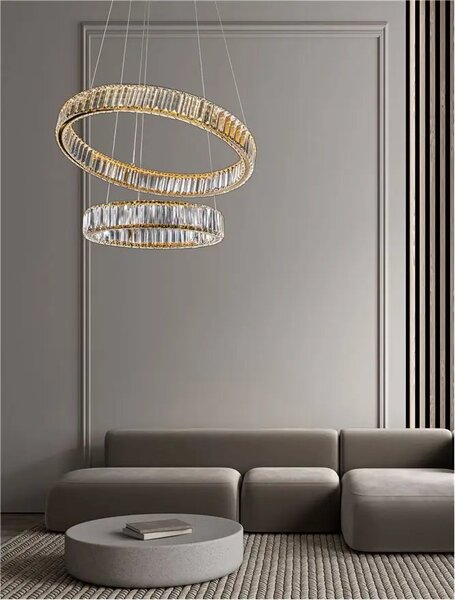 Křišťálový lustr Aurelia 2 zlaté – LED