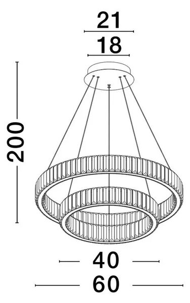 Křišťálový lustr Aurelia 2 zlaté – LED