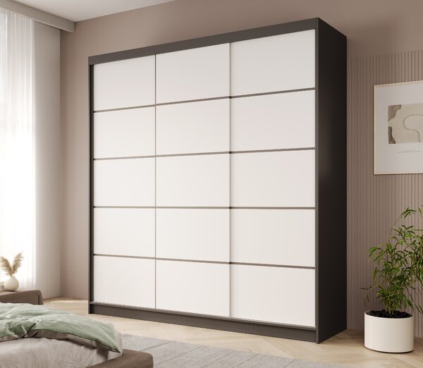 ADRK Šatní skříň posuvná GRETA BW 200, bílá/černá