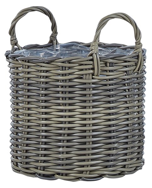 Sada 3 proutěných květináčů NIKITI 29/35/40 cm Umělý ratan Taupe