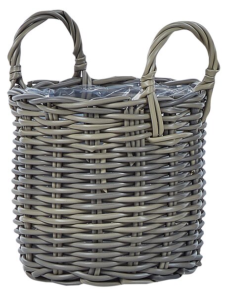 Sada 3 proutěných květináčů NIKITI 29/35/40 cm Umělý ratan Taupe