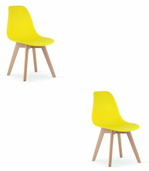 Set dvou jídelních židlí KITO žluté / naturální nohy (2 ks)