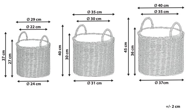 Sada 3 proutěných květináčů NIKITI 29/35/40 cm Umělý ratan Taupe