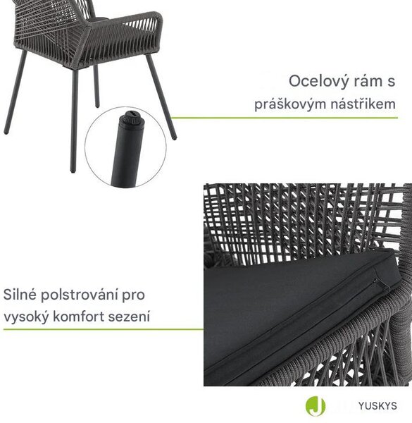 Juskys Kovová křesla Kastos 2 ks - šedá