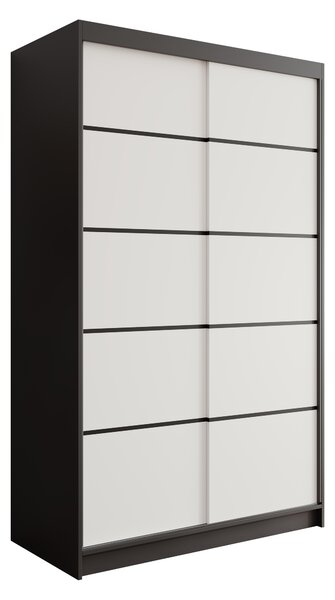 ADRK Šatní skříň posuvná LIZI BW 120, bílá/černá