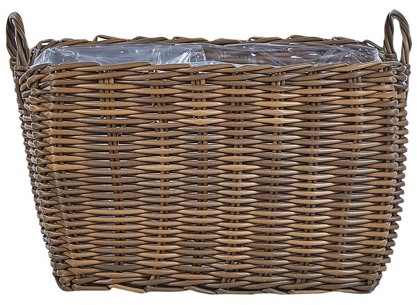 Sada 2 proutěných květináčů ORMOS 53/59 cm Umělý ratan Hnědá