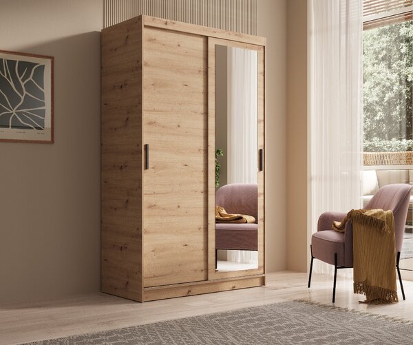 ADRK Šatní zrcadlová skříň posuvná HAILEY A, dub artisan Šířka (cm): 120