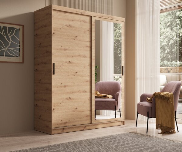 ADRK Šatní zrcadlová skříň posuvná HAILEY A, dub artisan Šířka (cm): 120