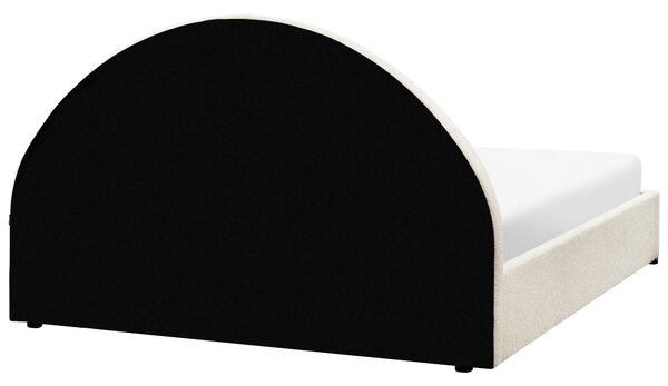 Postel s úložným prostorem Buklé CHADENET 160 x 200 cm Krémově bílá