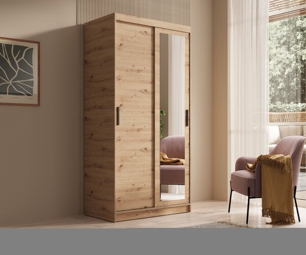 ADRK Šatní zrcadlová skříň posuvná HAILEY A, dub artisan Šířka (cm): 120