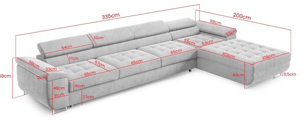 Rozkládací sedací souprava do L Lucius XL - Kronos 31 Varianta: Levá