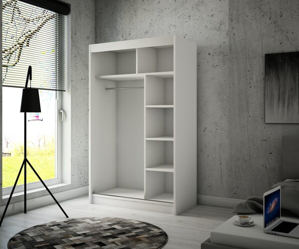 ADRK Šatní zrcadlová skříň posuvná BALTON W 120, bílá